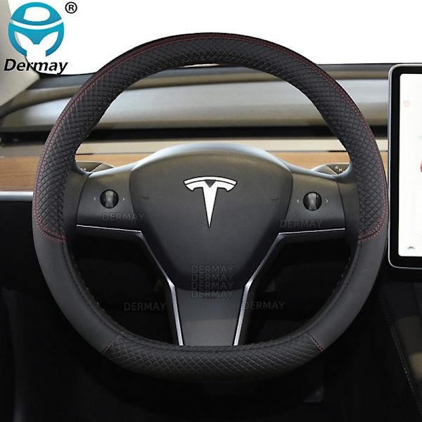 För Tesla Model 3 2016 2017 2018 2019 2020 2021 2022 2023 9 färger Bilstryrskydd Pu Läder Halkfria Biltillbehör-WELLNGS Purple