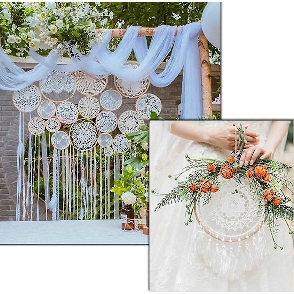 10/12 stk. bambus blomsterkrans, træ krans ring makram krans ringe, drømmefanger håndværk krans ringe til DIY bryllup krans-WELLNGS 12pcs 10cm