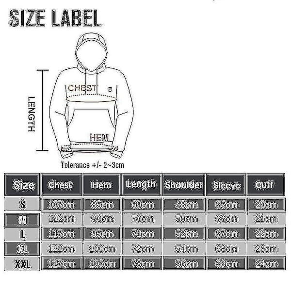 Uppvärmda Hoodies, USB Elektriskt Uppvärmd Lätt Hoodie Sweatshirt Jacka - WELLNGS Grey S