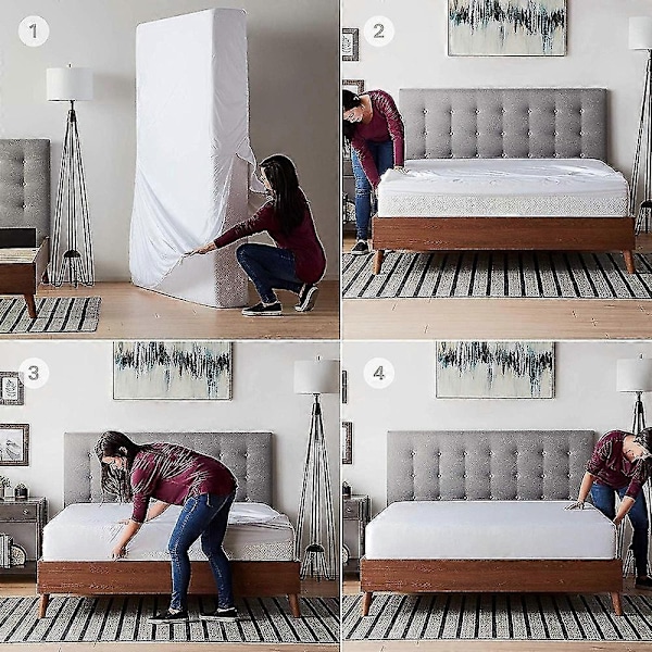 6-puolinen täysin suljettu vedenpitävä patjansuojus vetoketjulla, pölytiivis lakana parivuoteelle - WELLNGS gray 120cmX200cmX30cm