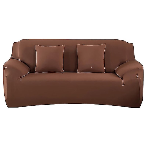 Sofa Betræk Solid Farve Sofa Betræk til Stue Elastisk Hjørne Sofa Betræk Betræk Stolebeskytter 1/2/3/4 Sæder - WELLNGS Light coffee 4-seater 235-300cm