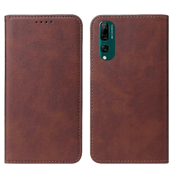 Kompatibelt med Huawei Y9 Prime 2019 Magnetisk Stängning Läder Telefonfodral-WELLNGS Brown