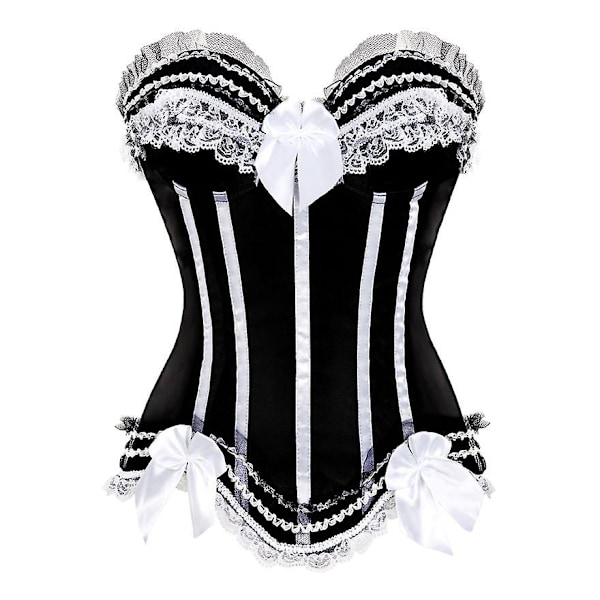 Sexet Satin Blonder Overlej Korset Bustier Overbust Burlesque Korset Top Bodyshaper Lingerie Showgirl Fest Kostume Plus Størrelse-WELLNGS 8068 White XL