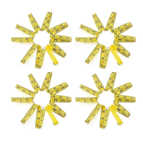 Måttband 4-pack, Måttband för kropp Dubbel Skala Måttband för Sömnad, Kropp, Skräddare 150 cm/60 Tum-WELLNGS yellow