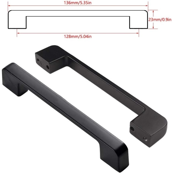 128mm kjøkkenhåndtak, 10 stk. sorte kjøkkenskaphåndtak for dør, skuff, skap (med skruer) - WELLNGS