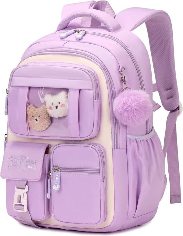 [KK] Sød Itabag Design til Piger, Velegnet til Folkeskoleelever, Lilla Skoletaske purple