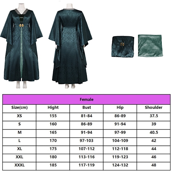 Kvinnors COS Targaryen Demon Cosplay Kostym Rhaenyra Fantasy Robe Vuxen Rock Klänning Kostym Halloween Karneval Festklänning X-WELLNGS XS Style E