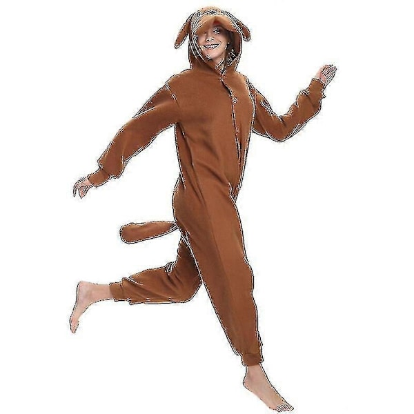 Teddy Dog Onesie Pyjamas Fleece Bruna Herr Halloween Kostym Djur Pyjamas Vuxna Pyjamas En-delad Pijamas Cosplay-WELLNGS M