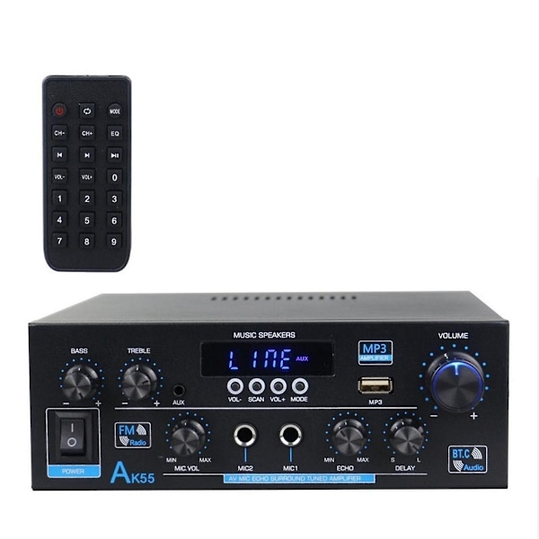 Ak55 900w Hjemmeforstærker 2.0 Kanal Bluetooth 5.0 Hifi Digital Stereo Lydforstærker 2.0 45-WELLNGS