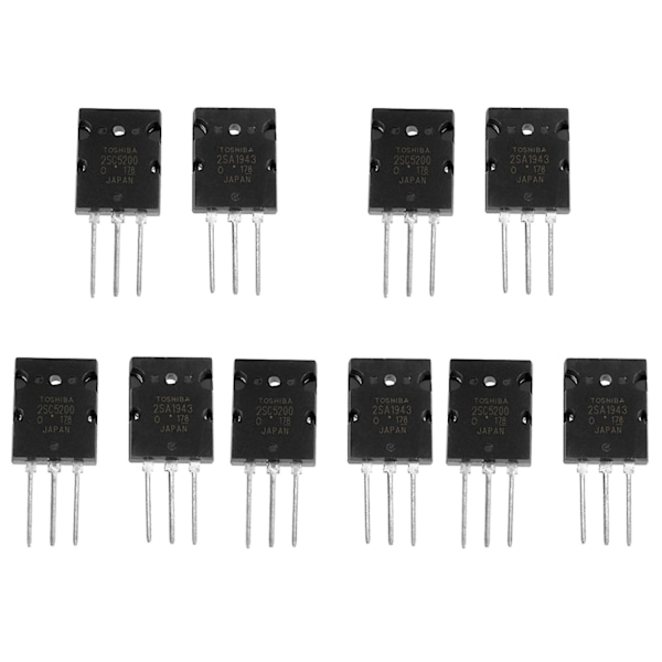5 par sorte 2SA1943 2SC5200 høj effekt matchede audiotransistorer - WELLNGS