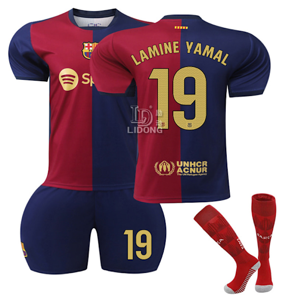 Lamine Yamal 19 Barcelona 24-25 hemmatröja senaste fotbollströja för vuxna och barn för den nya sasongen-WELLNGS Kids 26(140-150cm)