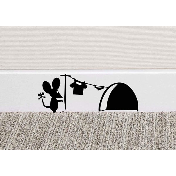 Mouse Hole Wall Art Tarra Pesula Vinyyli Tarra Hiiret Koti Jalkalista Funny-WELLNGS