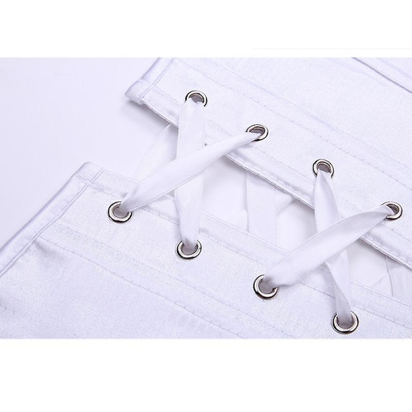 Mimigo Naisten Bustier-Korsetti Yläosa Seksikäs Alusvaatesetti Musta Satiini Vyötärön Kiristäjä -WELLNGS WHITE XL