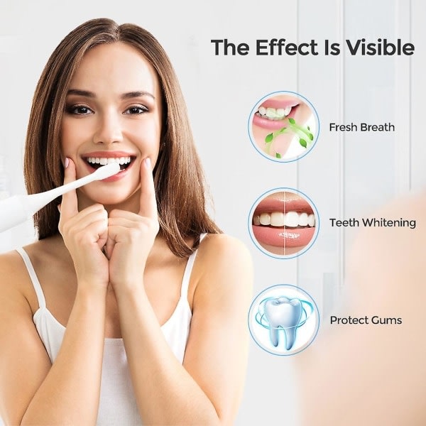 Elektrisk tandbørste med multifunktionel vibrerende ansigtsrensebørste USB Genopladelig blød børste hvid Cherry-WELLNGS
