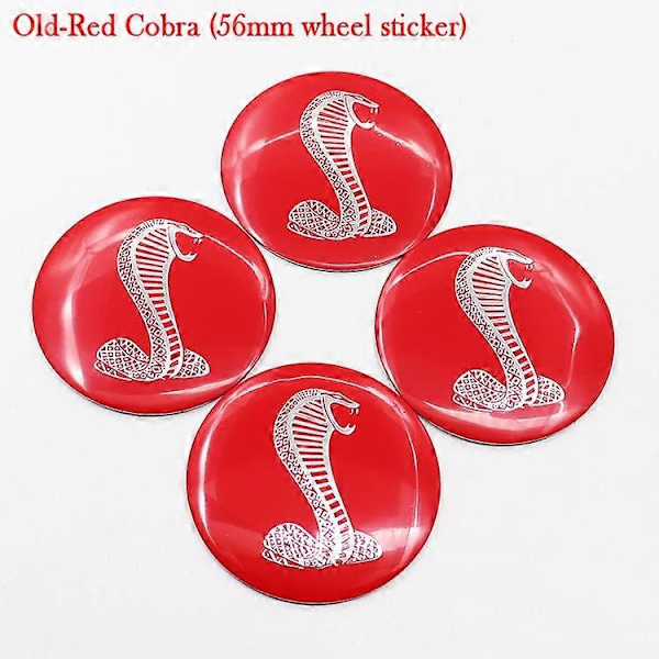 Pakke med 56mm eller 60mm Cobra Shelby Bil Logo Hjul Center Cap Fælg Badge Dækning Dekal Bil Modificering Dekoration Badge Sticker Styling - WELLNGS Old-Red Cobra with 60mm silver cap