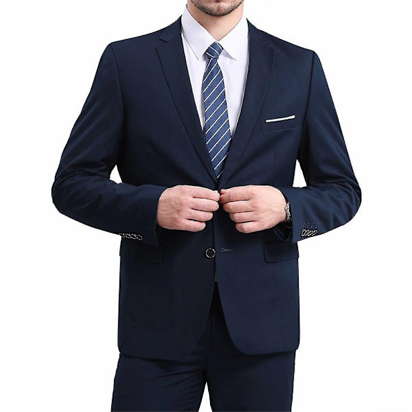 Allthemen Herr Business Blazer Solid Slim Fit Jacka-WELLNGS Navy Blue XS