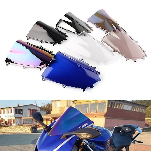 Vindruta för Yamaha Yzf R6 600 R7 700 Yzfr6 Yzfr7 2017-2022 Dubbelbubbla Vindruta Motorcykeltillbehör Kåpa Deflektor-WELLNGS Clear