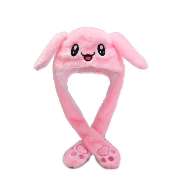 Sød kaninbeanie rørende ører Blød sjov legetøjsbeanie - julegave til børn - gave pink pink