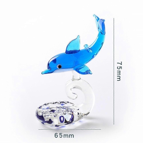 Blå Delfin Miniature Håndblæst Glas Havfisk Figur Dyr Statue Samlerobjekt Dekorationsgaver - WELLNGS style3644