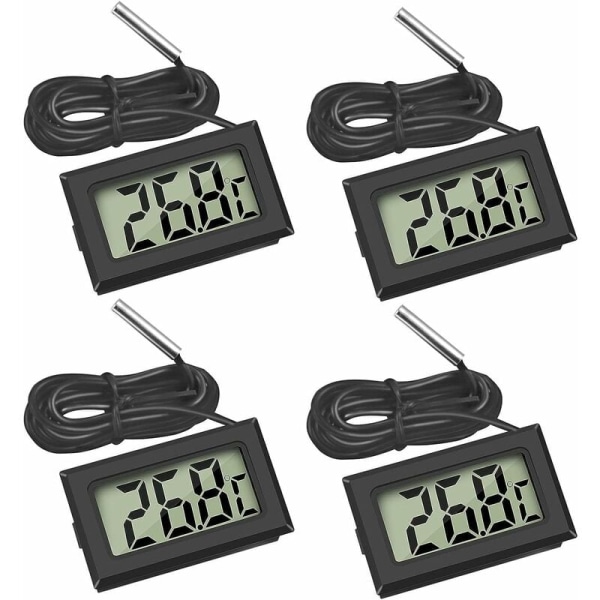 Thlevel Mini Digital LCD termometer temperatur med temperatursondssensortestare för kyl/frys akvarium (4X svart)-WELLNGS