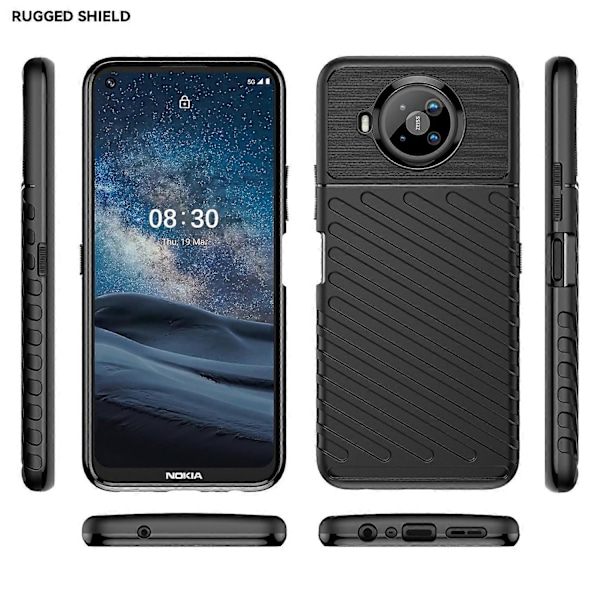 för Nokia 8.3 5G / 8 V 5G UW Thunderbolt Stötsäkert TPU Mjukt Mobilskal-WELLNGS Black