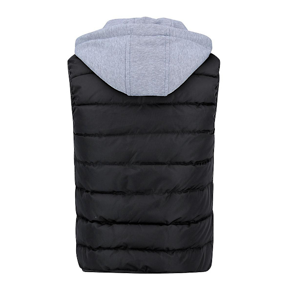 YOUTHUP Herr Quiltad Väst med Huva Utomhus Tjock Fritidssport Huva-WELLNGS Black 2XL
