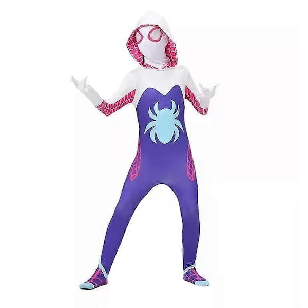 Ghost Spider Stacy Gwen Cosplay Halloween Kostume Jumpsuit Fancy-WELLNGS 8-9Years