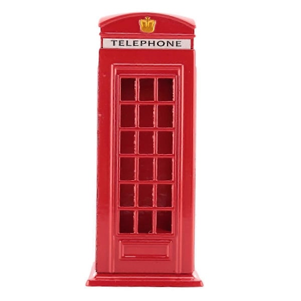 Metall Röd Brittisk Engelsk London Telefonkiosk Bank Myntbank Spargris Röd Telefonkiosk-WELLNGS