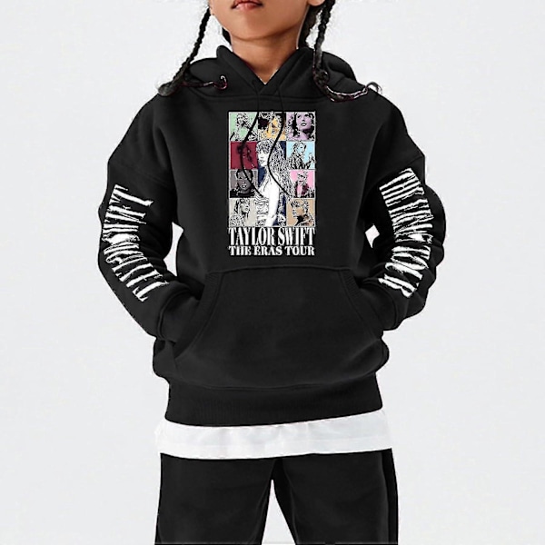 Pige Hoodies 1989 Casual Taylor Sweatshirt Børn Drenge Swifts Pullover Hooded Koncert Outfit kompatibel 4-14 År_NZEXV-WELLNGS black 160CM