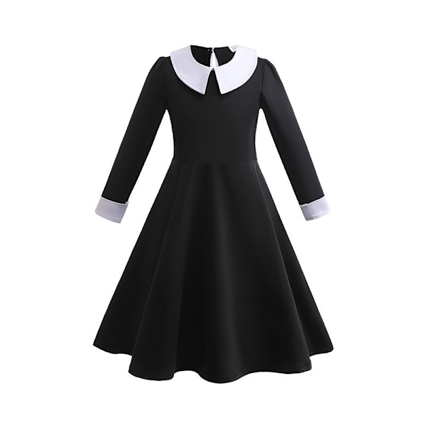 Wednesday Addams Piger 3-12 År Gammel Gotisk Stil Wednesday Rollespil Kostume Børn Halloween Festkjole 150c-WELLNGS 150cm Addams A2