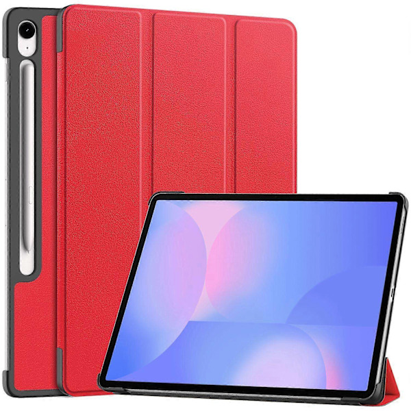 Kompatibelt med Samsung Galaxy Tab S10 FE+ Fodral Anti-Drop Läderställ Tablet Skydd - Röd-WELLNGS Red