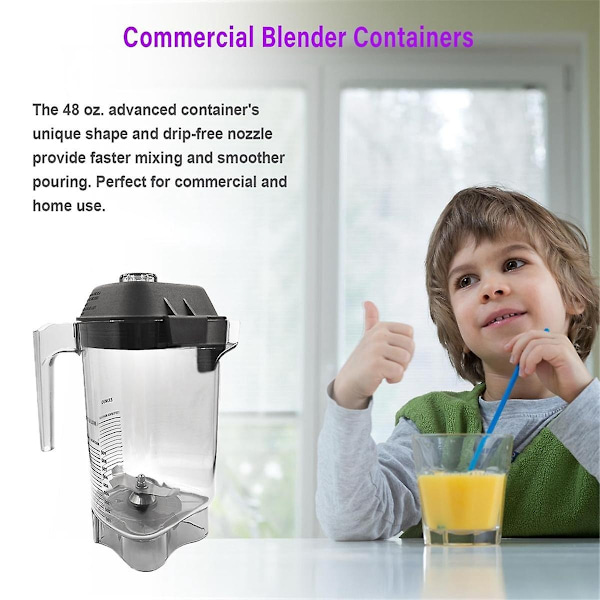 48oz Blender passer til Quiet One VM0145, BarBoss, Drink Machine Advance og Touch & Go Kommerciel Blenderkande - WELLNGS