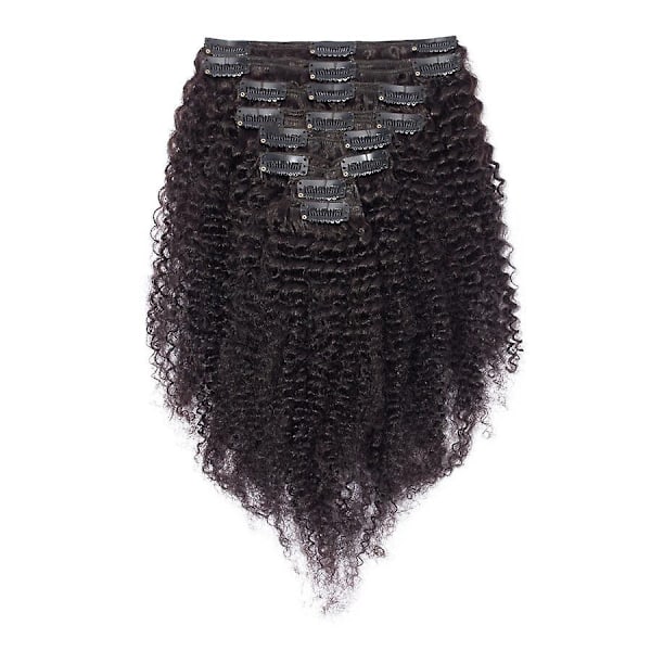 8 kpl Afro Curly Clip In Ihmishiustenpidennykset Brasilialaiset Hiukset-WELLNGS blackbrown 24inch