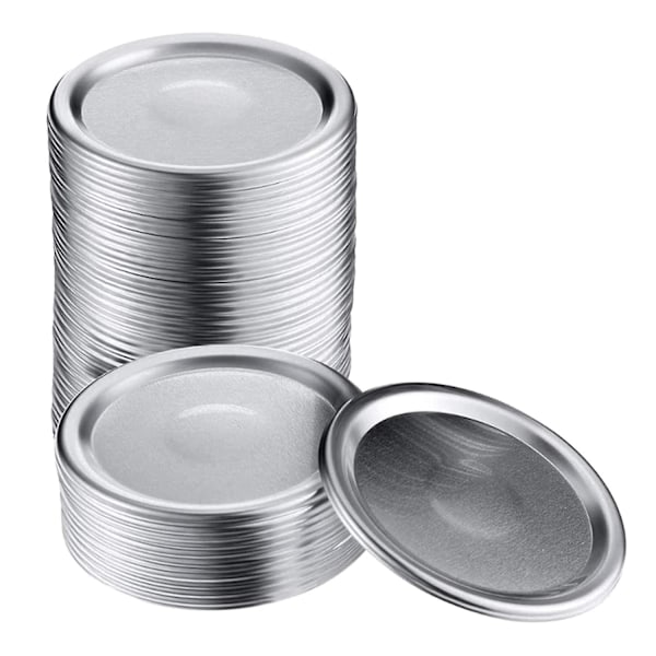 50 stk brede munn 86 mm Mason Jar Canning Lids, gjenbrukbare lekkasjesikre split-type sølvlokk med Sil-WELLNGS