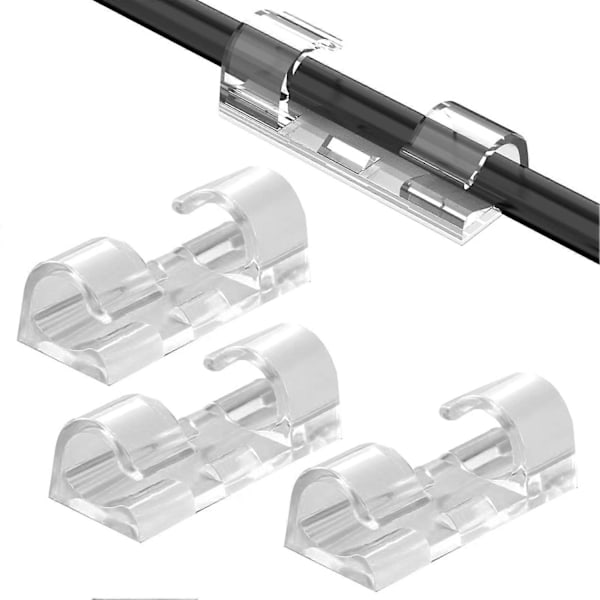 20-pakks Kabelorganisering Klips Selvklebende Hjemmekontor Transparent TV Bærbar Ethernet Kabel Data Strømledning Holder Organizer Klips - WELLNGS S