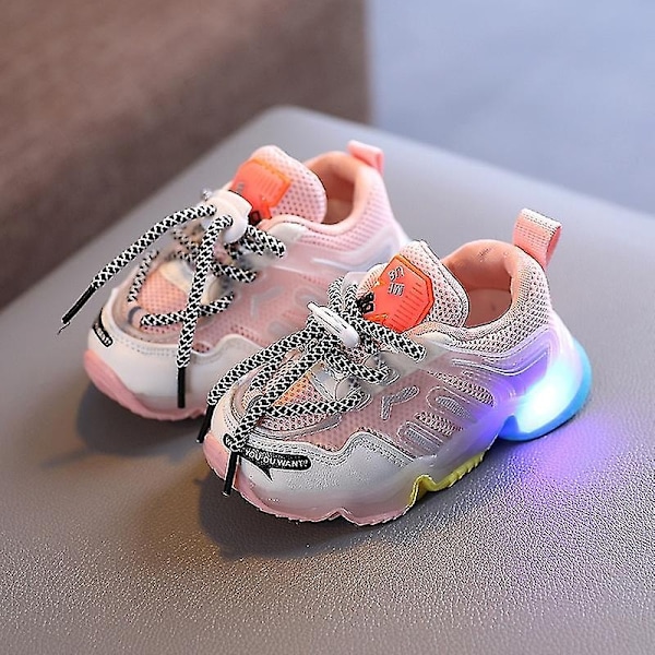 Frosne Elsa Mesh Sneakers Barn Shos Sommer Høst Led Barn Luminous Jenter Lys Baby Sneaker Sportsko Størrelse 22-31-WELLNGS Silver 31