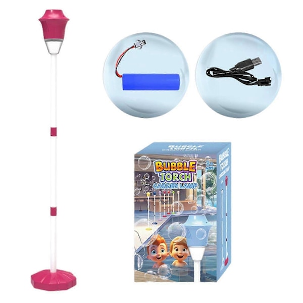 Automatisk Bubbelmaskin med Ställ, Ljus & Musik - 20 000+ Bubblor Utomhus Bubbelblåsare för Barn, Småbarn, Bröllop & Födelsedagsfester - WELLNGS Red
