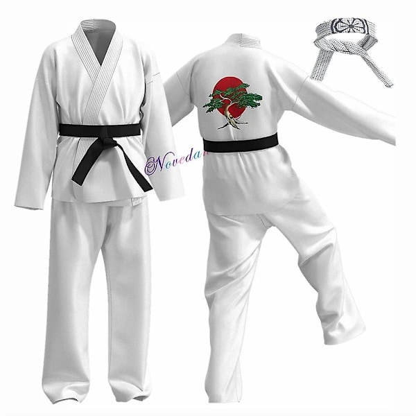 Karate Kid Cobra Kai Kostyme Barn Kvinne Menn Kimono Tory Nichols Daniel Larusso Cosplay Uniform Hodebånd Halloween Festantrekk-WELLNGS White Karate Uniform Kids 100-110cm