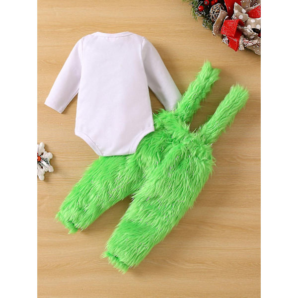 Vauva, joka varasti joulun asun vauvanpojat Tytöt Xmas Vihreä Karvainen Monster Puku Vaatteet Set-WELLNGS Style 2 9-12 Months