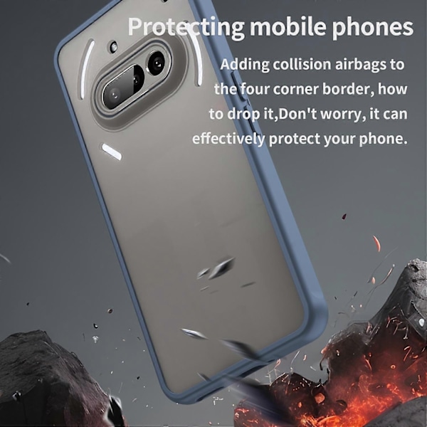 Kompatibel med Nothing Phone (3a) Skal Fallskydd Airbags Frostat Genomskinligt PC TPU Telefon Baksida - Lila-WELLNGS Blue
