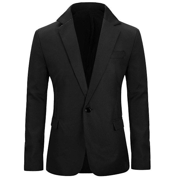 Allthemen Herr Solid Färg Slim Fit Business Casual Blazer-WELLNGS Black L