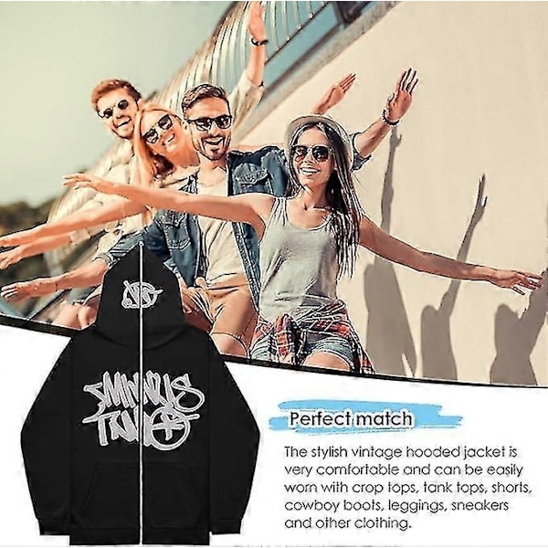 Miesten Minus-two vetoketjullinen huppari, Hip Hop -katumuoti rento takki, Unisex Minus-two cargo-huppari - WELLNGS white L