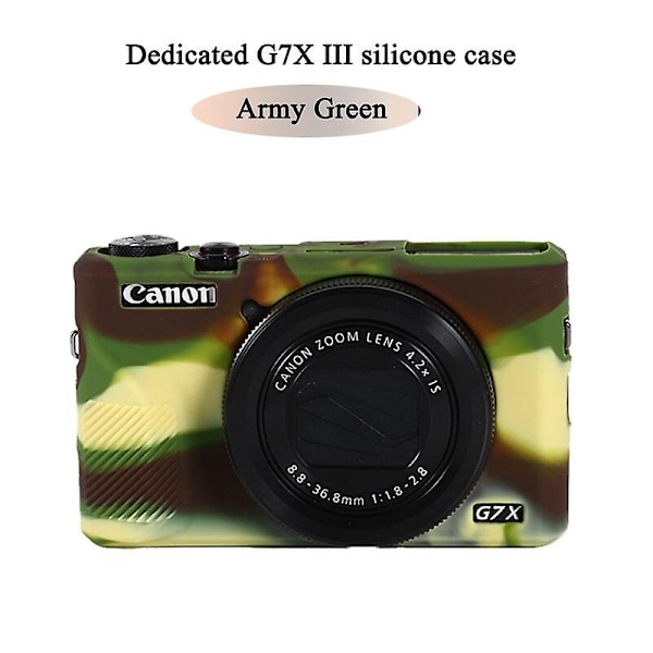 Flot kameravideo-taske til Canon G7XII G7X II G7X Mark 3 G7X III G5X II silikoneetui gummi kamerataske beskyttende cover skin-WELLNGS 0 G7x iii army green