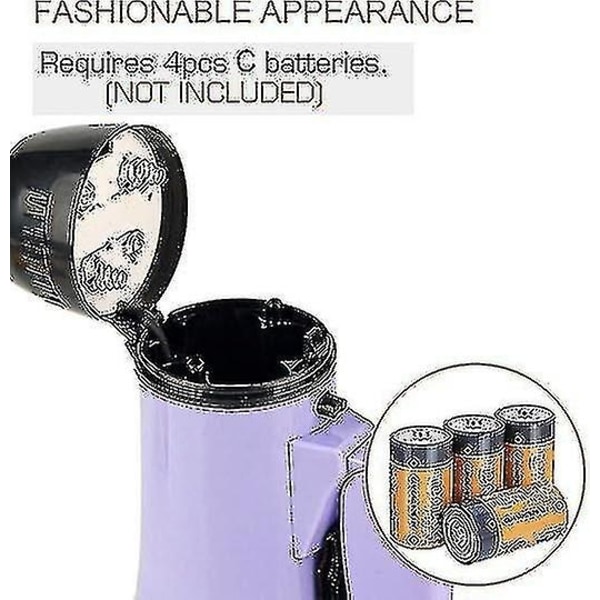 Bärbar megafonförstärkare 20 watt effekt, högtalare för röst och siren/larm med volymkontroll - WELLNGS Purple