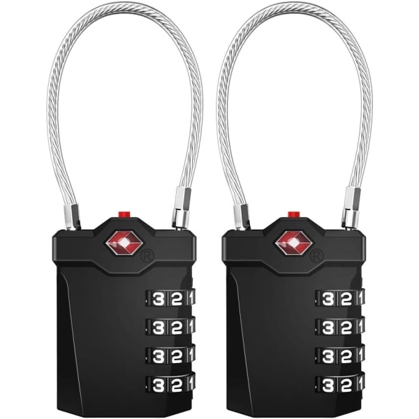 2 luggage padlocks, 4-digit combination bag locks-WELLNGS