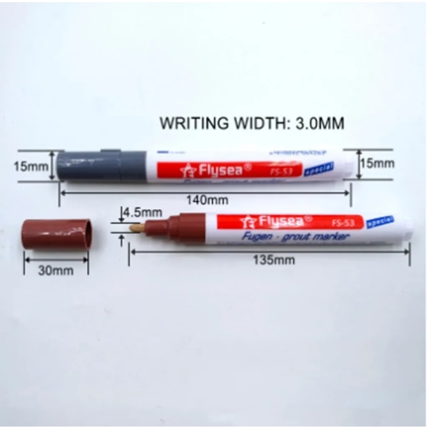 Pack Grout Pen Grout Kakel Penna Fogmarkör med fogreparation för kakelvägggolv Svart fogmarkör-WELLNGS