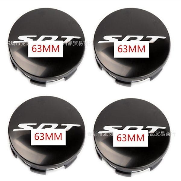 4 st 8 st 63 mm hjulnavkapslar för D-odge Srt Caliber Challenger Journey Caravan Durango Nitro bilhjulskåpstillbehör-WELLNGS 4 glossblack  SRT