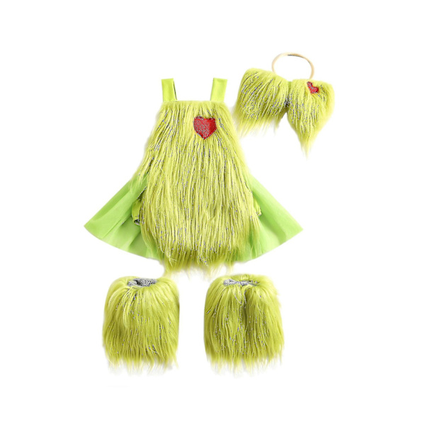 Vauva, joka varasti joulun asun vauvanpojat Tytöt Xmas Vihreä Karvainen Monster Puku Vaatteet Set-WELLNGS Style 5 0-6 Months