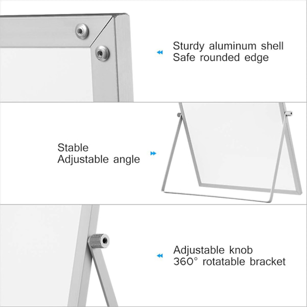 Magnetisk whiteboard med stativ for skrivebord Dobbeltsidig whiteboard-planlegger Påminnelse for Schoo-WELLNGS 0 0