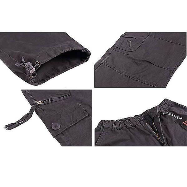 Herr Multi-Pocket Lösa Bomull Casual Arbetsbyxor-WELLNGS Black M